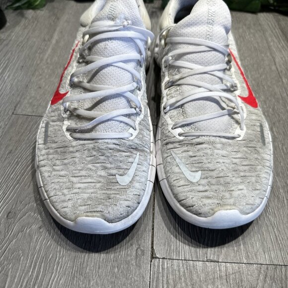 Nike Free RN 5.0 White Running Shoes with Red Swoosh Size 7.5 CZ1884-101 - Picture 3 of 12